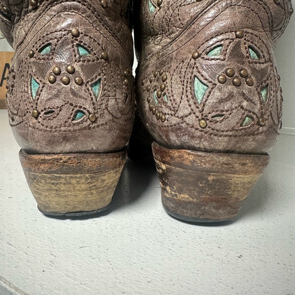 Corral Boots Western Studded Cowboy Women’s 7.5M Turquoise Inlay Leather - Picture 6 of 11